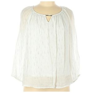 JM Collection Women's Gauzy Metallic Keyhole Top - Size L NWT